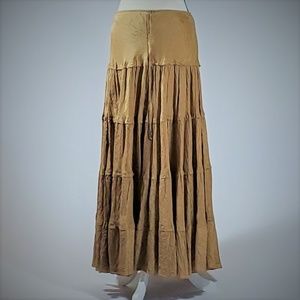 SILK MAXI Hippie Bohemian romantic Boho Skirt M flowy
